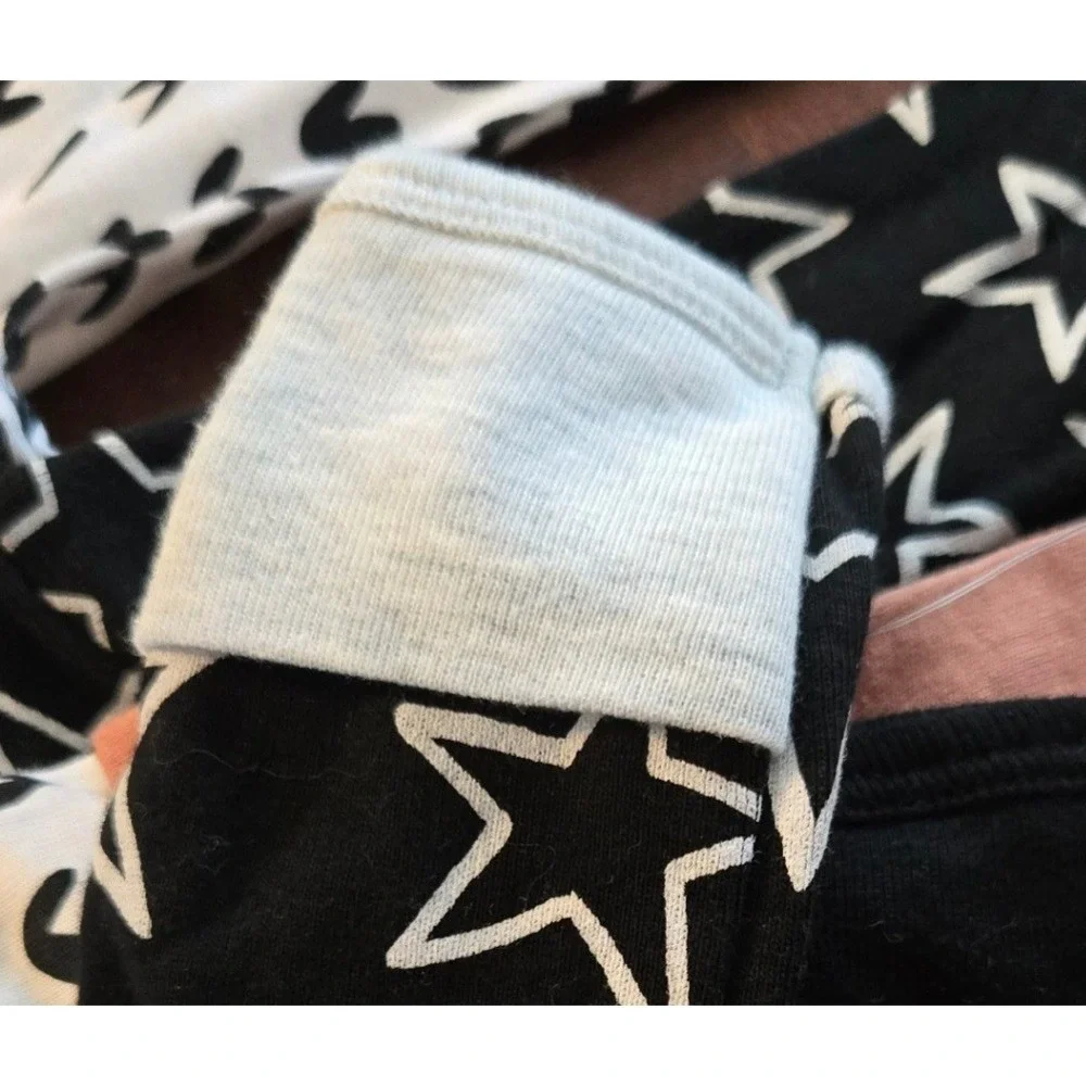Cloud Island 3 Pack Baby Sleep and Play Stars Hearts Peach Black 3-6M NEW